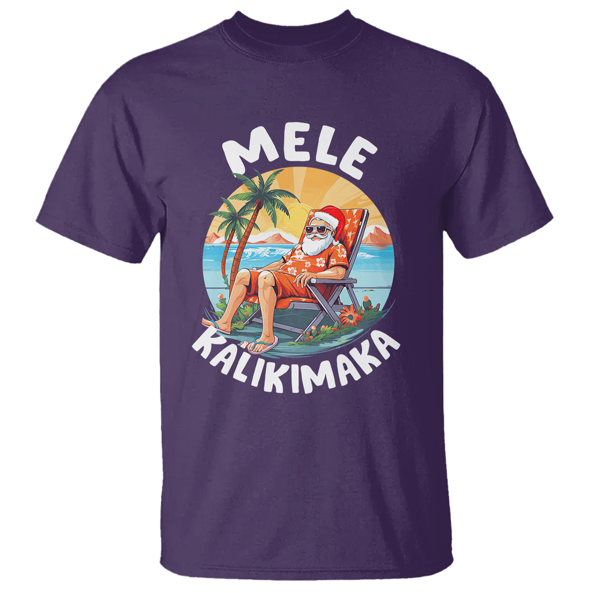 Mele Kalikimaka Tropical Hawaiian Christmas in Hawaii Sunbath Santa T Shirt TS02 Purple - Polynesian Pride