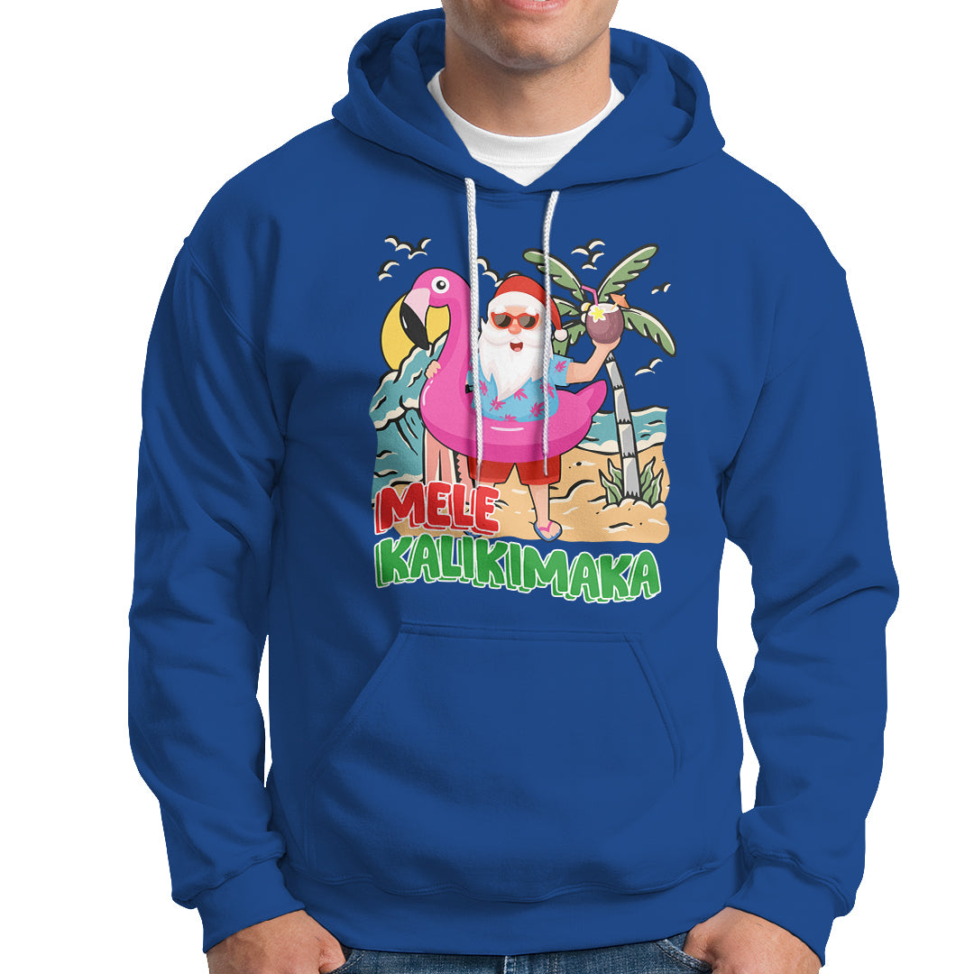 Mele Kalikimaka Tropical Hawaiian Christmas in Hawaii Beach Santa Hoodie TS02 Royal Blue - Polynesian Pride