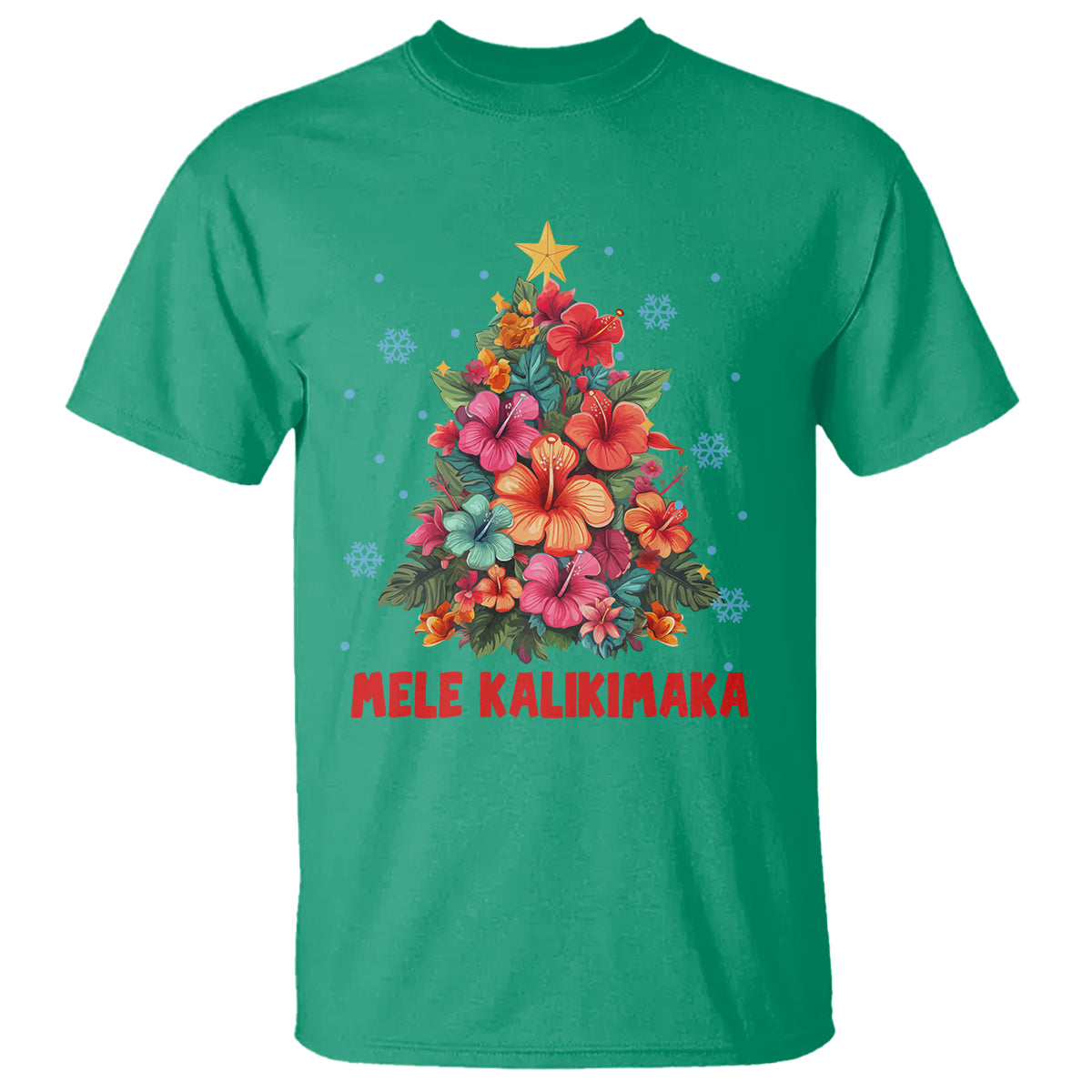 Tropical Hawaiian Hibiscus Christmas Tree Mele Kalikimaka T Shirt TS02 Irish Green - Polynesian Pride