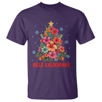 Tropical Hawaiian Hibiscus Christmas Tree Mele Kalikimaka T Shirt TS02 Purple - Polynesian Pride