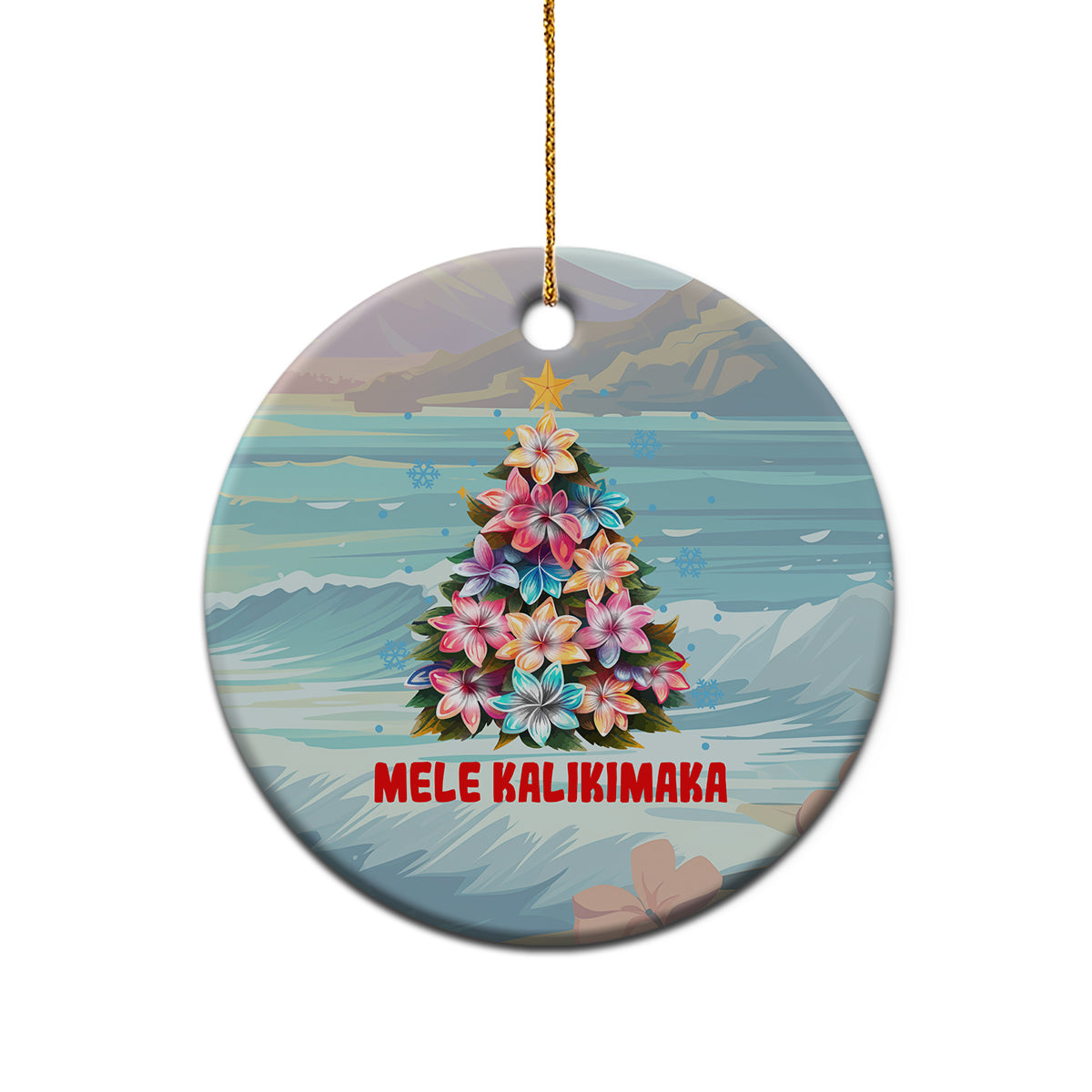 Hawaiian Christmas Ceramic Ornament Tropical Hawaii Plumeria Xmas Tree Mele Kalikimaka TS02 - Polynesian Pride