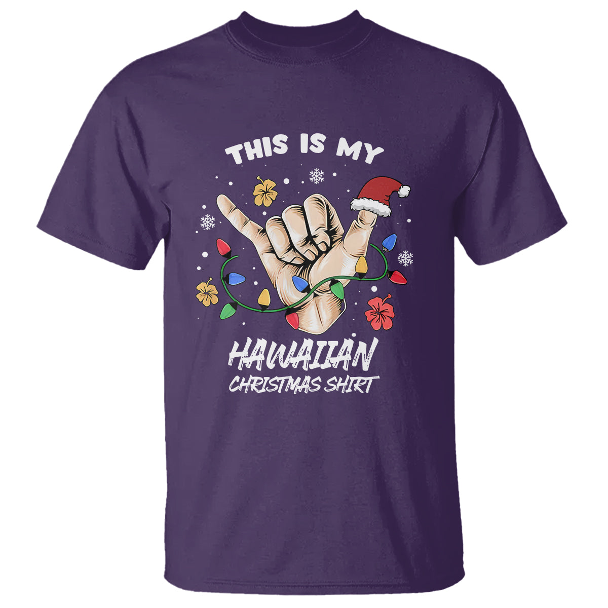 This Is My Hawaiian Christmas Shirt Tropical Xmas Hawaii Shaka T Shirt TS02 Purple - Polynesian Pride