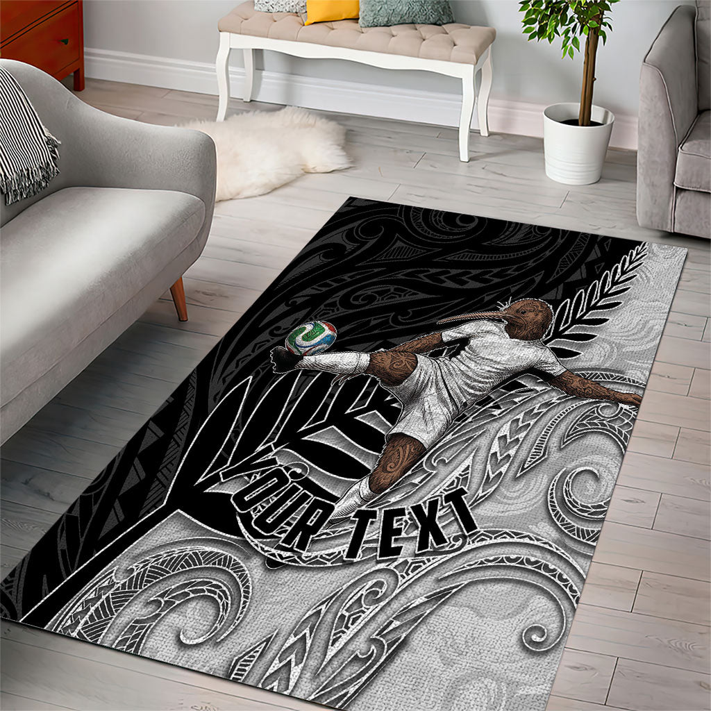 Personalized New Zealand Football Area Rug Kiwi Mascot with Silver Fern - Maori Tribal Tattoo Art