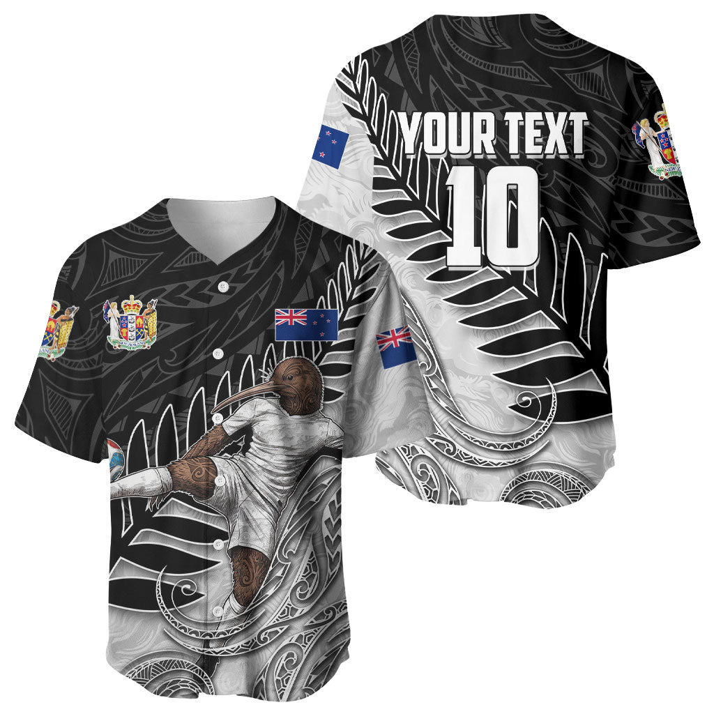 Personalized New Zealand Football Baseball Jersey Kiwi Mascot with Silver Fern - Maori Tribal Tattoo Art