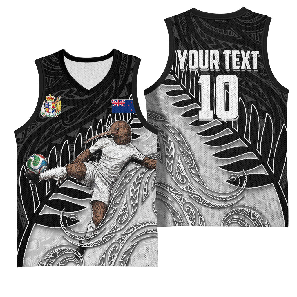 Personalized New Zealand Football Basketball Jersey Kiwi Mascot with Silver Fern - Maori Tribal Tattoo Art