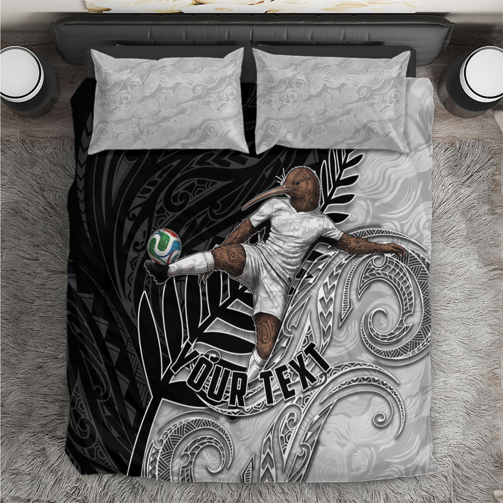 Personalized New Zealand Football Bedding Set Kiwi Mascot with Silver Fern - Maori Tribal Tattoo Art