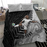 Personalized New Zealand Football Bedding Set Kiwi Mascot with Silver Fern - Maori Tribal Tattoo Art