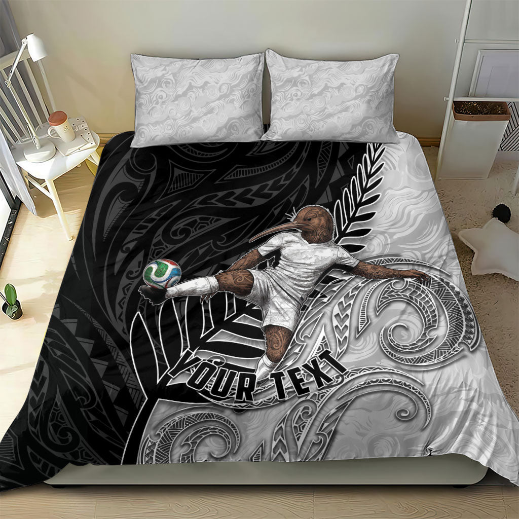 Personalized New Zealand Football Bedding Set Kiwi Mascot with Silver Fern - Maori Tribal Tattoo Art