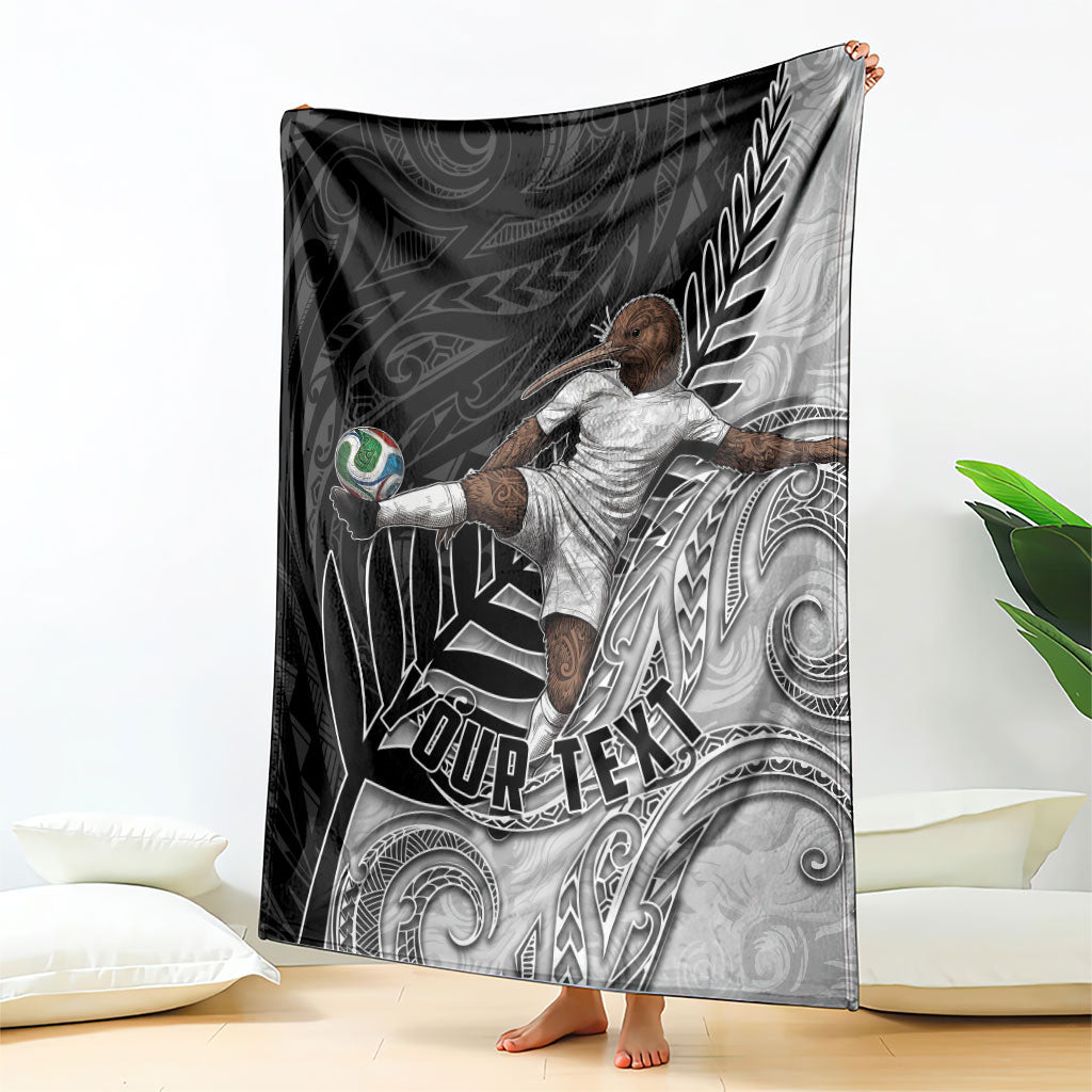 Personalized New Zealand Football Blanket Kiwi Mascot with Silver Fern - Maori Tribal Tattoo Art