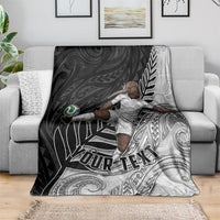 Personalized New Zealand Football Blanket Kiwi Mascot with Silver Fern - Maori Tribal Tattoo Art