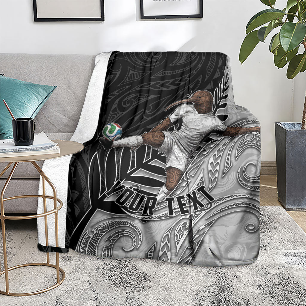 Personalized New Zealand Football Blanket Kiwi Mascot with Silver Fern - Maori Tribal Tattoo Art