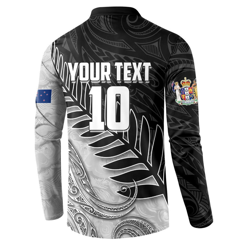 Personalized New Zealand Football Button Sweatshirt Kiwi Mascot with Silver Fern - Maori Tribal Tattoo Art