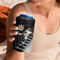Personalized New Zealand Football 4 in 1 Can Cooler Tumbler Kiwi Mascot with Silver Fern - Maori Tribal Tattoo Art