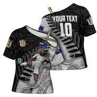 Personalized New Zealand Football Cross Shoulder Shirt Kiwi Mascot with Silver Fern - Maori Tribal Tattoo Art