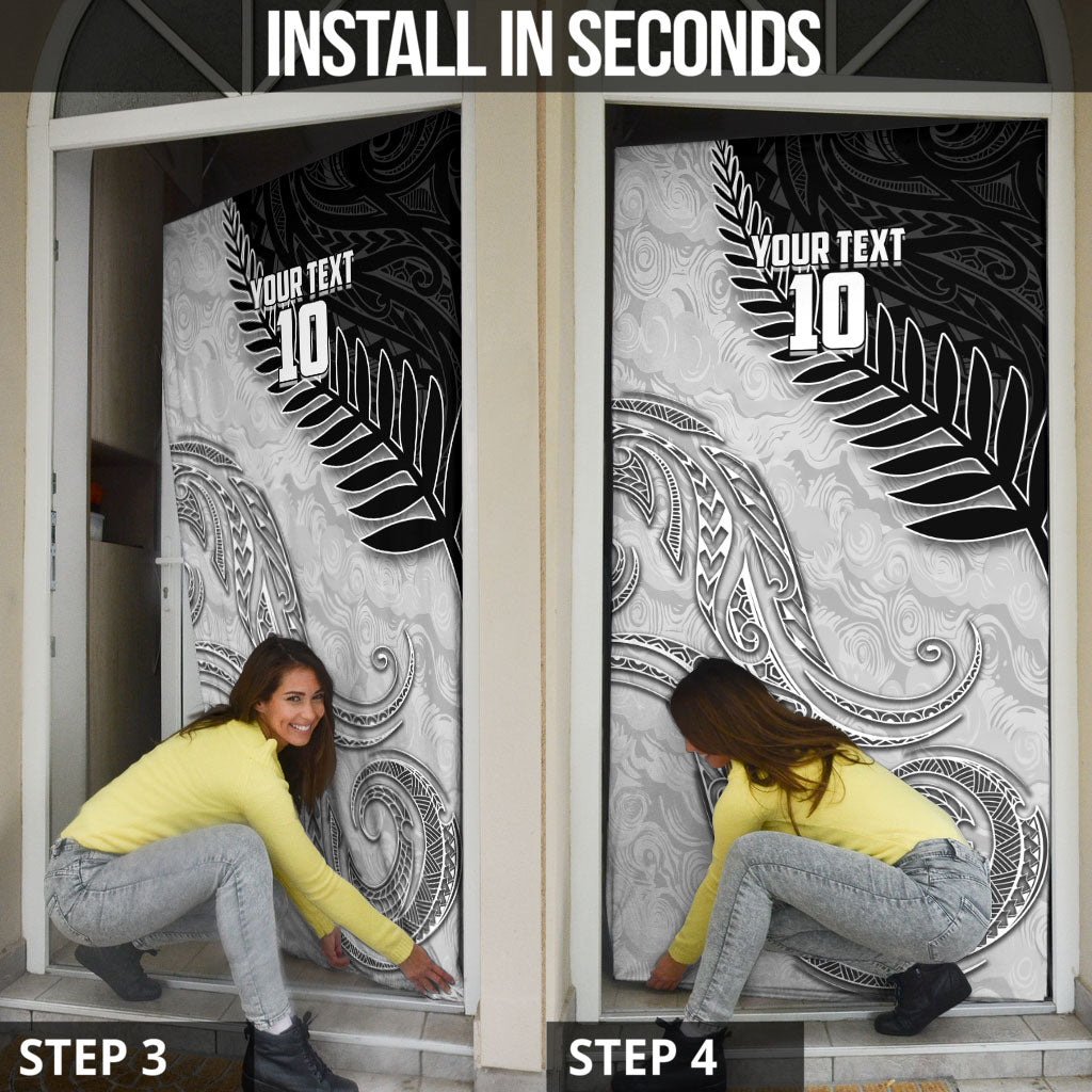 Personalized New Zealand Football Door Cover Kiwi Mascot with Silver Fern - Maori Tribal Tattoo Art