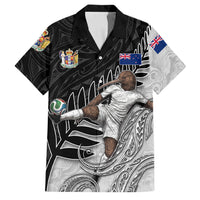 Personalized New Zealand Football Family Matching Summer Maxi Dress and Hawaiian Shirt Kiwi Mascot with Silver Fern - Maori Tribal Tattoo Art