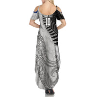 Personalized New Zealand Football Family Matching Summer Maxi Dress and Hawaiian Shirt Kiwi Mascot with Silver Fern - Maori Tribal Tattoo Art