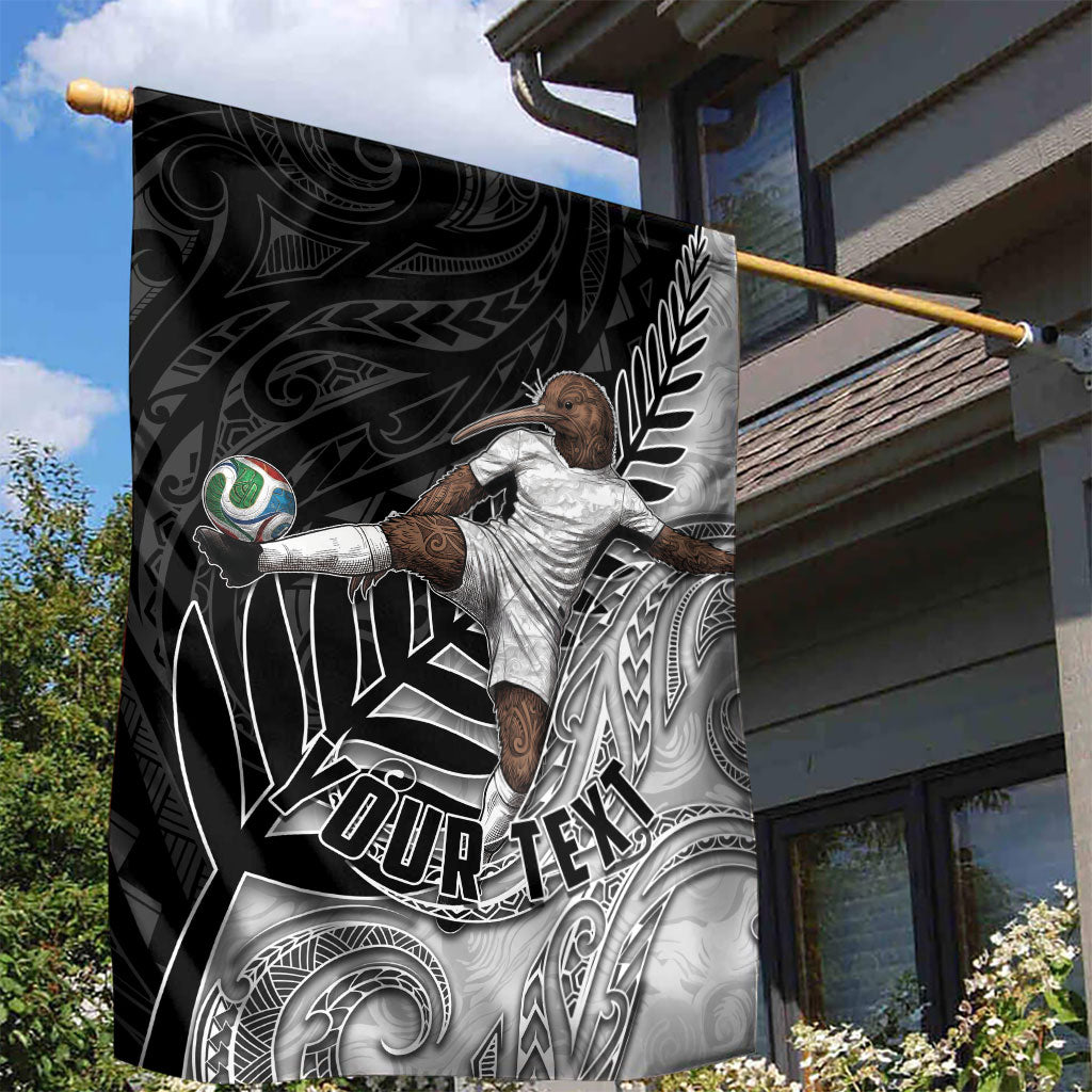 Personalized New Zealand Football Garden Flag Kiwi Mascot with Silver Fern - Maori Tribal Tattoo Art