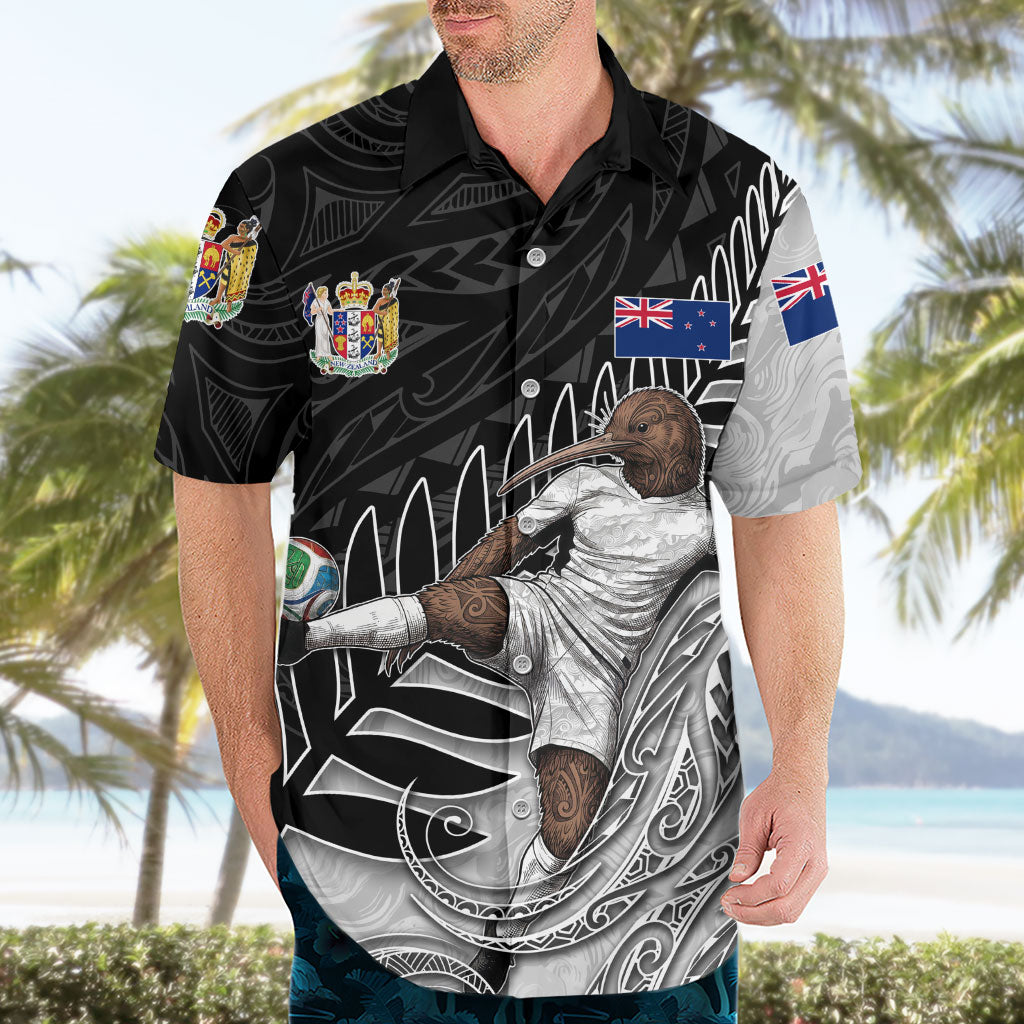 Personalized New Zealand Football Hawaiian Shirt Kiwi Mascot with Silver Fern - Maori Tribal Tattoo Art
