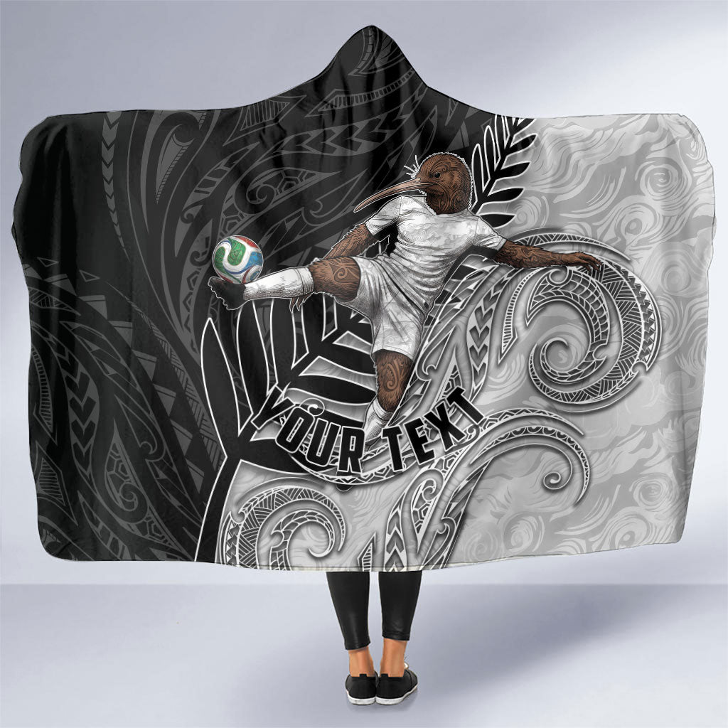 Personalized New Zealand Football Hooded Blanket Kiwi Mascot with Silver Fern - Maori Tribal Tattoo Art