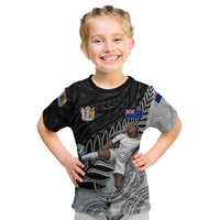 Personalized New Zealand Football Kid T Shirt Kiwi Mascot with Silver Fern - Maori Tribal Tattoo Art