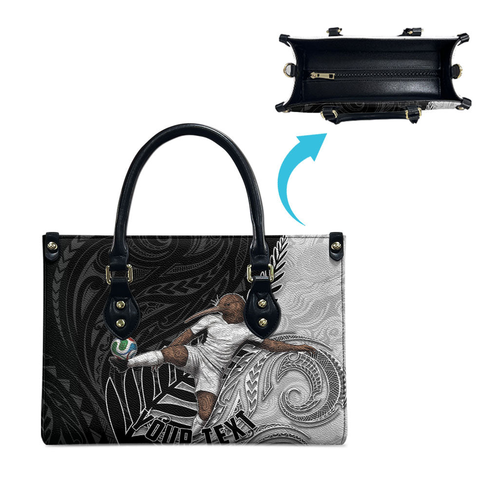 Personalized New Zealand Football Leather Bag Kiwi Mascot with Silver Fern - Maori Tribal Tattoo Art