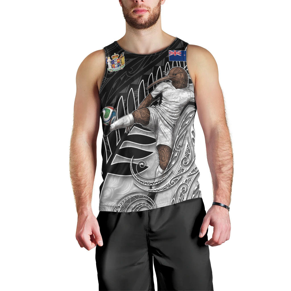 Personalized New Zealand Football Men Tank Top Kiwi Mascot with Silver Fern - Maori Tribal Tattoo Art