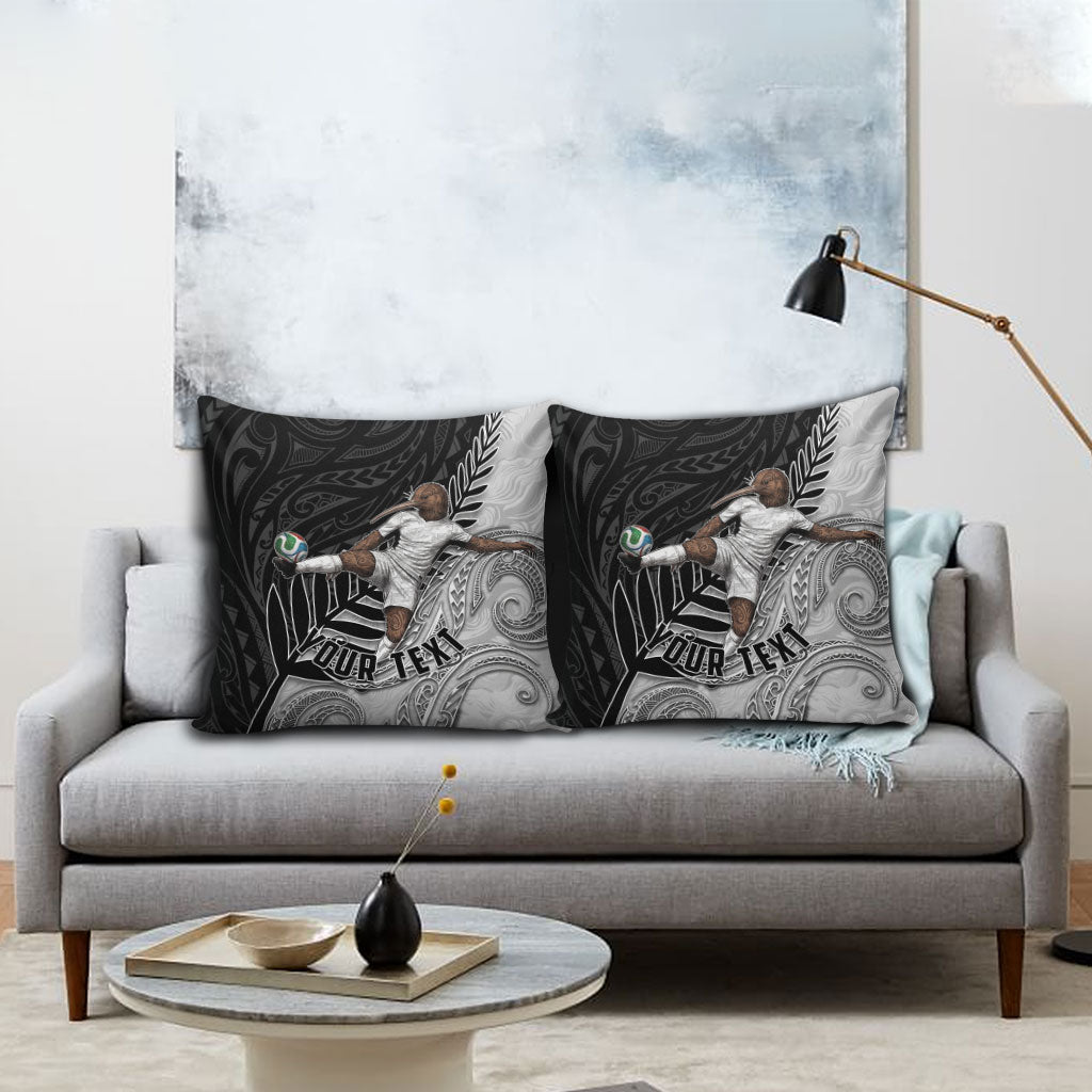 Personalized New Zealand Football Pillow Cover Kiwi Mascot with Silver Fern - Maori Tribal Tattoo Art