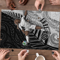 Personalized New Zealand Football Puzzle Kiwi Mascot with Silver Fern - Maori Tribal Tattoo Art