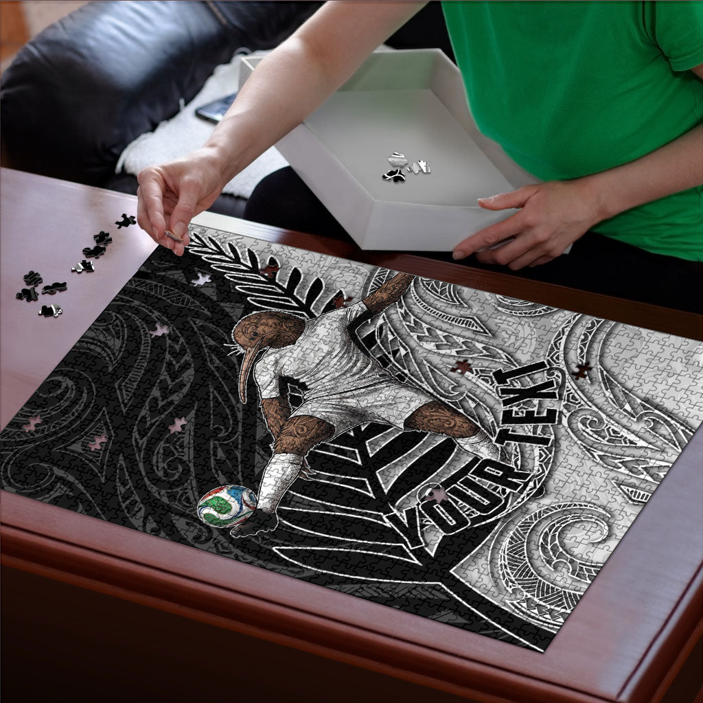 Personalized New Zealand Football Puzzle Kiwi Mascot with Silver Fern - Maori Tribal Tattoo Art