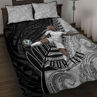 Personalized New Zealand Football Quilt Bed Set Kiwi Mascot with Silver Fern - Maori Tribal Tattoo Art