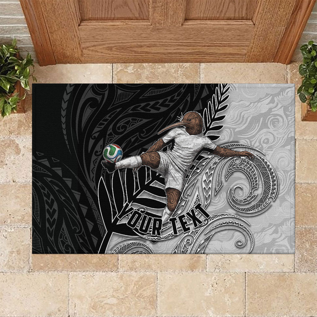 Personalized New Zealand Football Rubber Doormat Kiwi Mascot with Silver Fern - Maori Tribal Tattoo Art