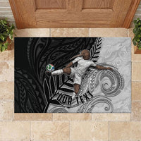 Personalized New Zealand Football Rubber Doormat Kiwi Mascot with Silver Fern - Maori Tribal Tattoo Art