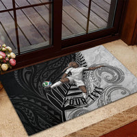 Personalized New Zealand Football Rubber Doormat Kiwi Mascot with Silver Fern - Maori Tribal Tattoo Art