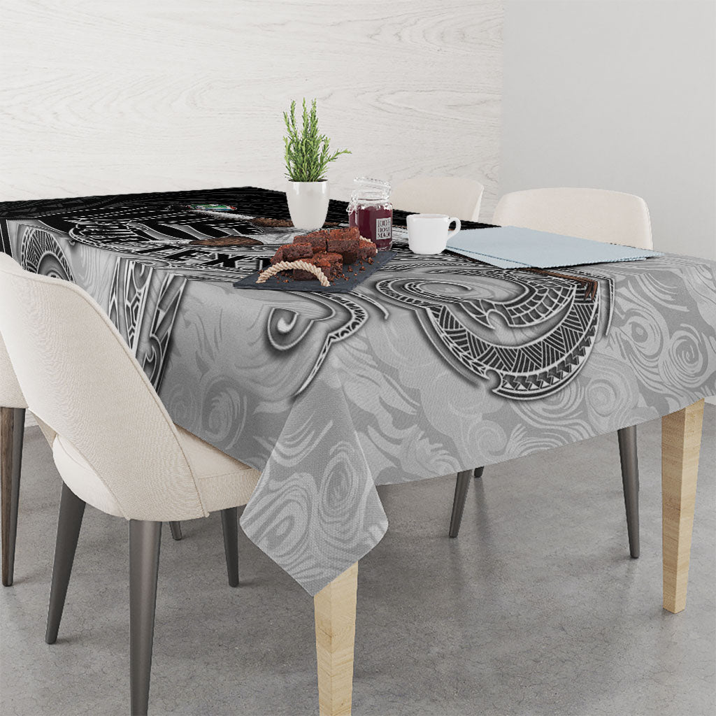 Personalized New Zealand Football Tablecloth Kiwi Mascot with Silver Fern - Maori Tribal Tattoo Art