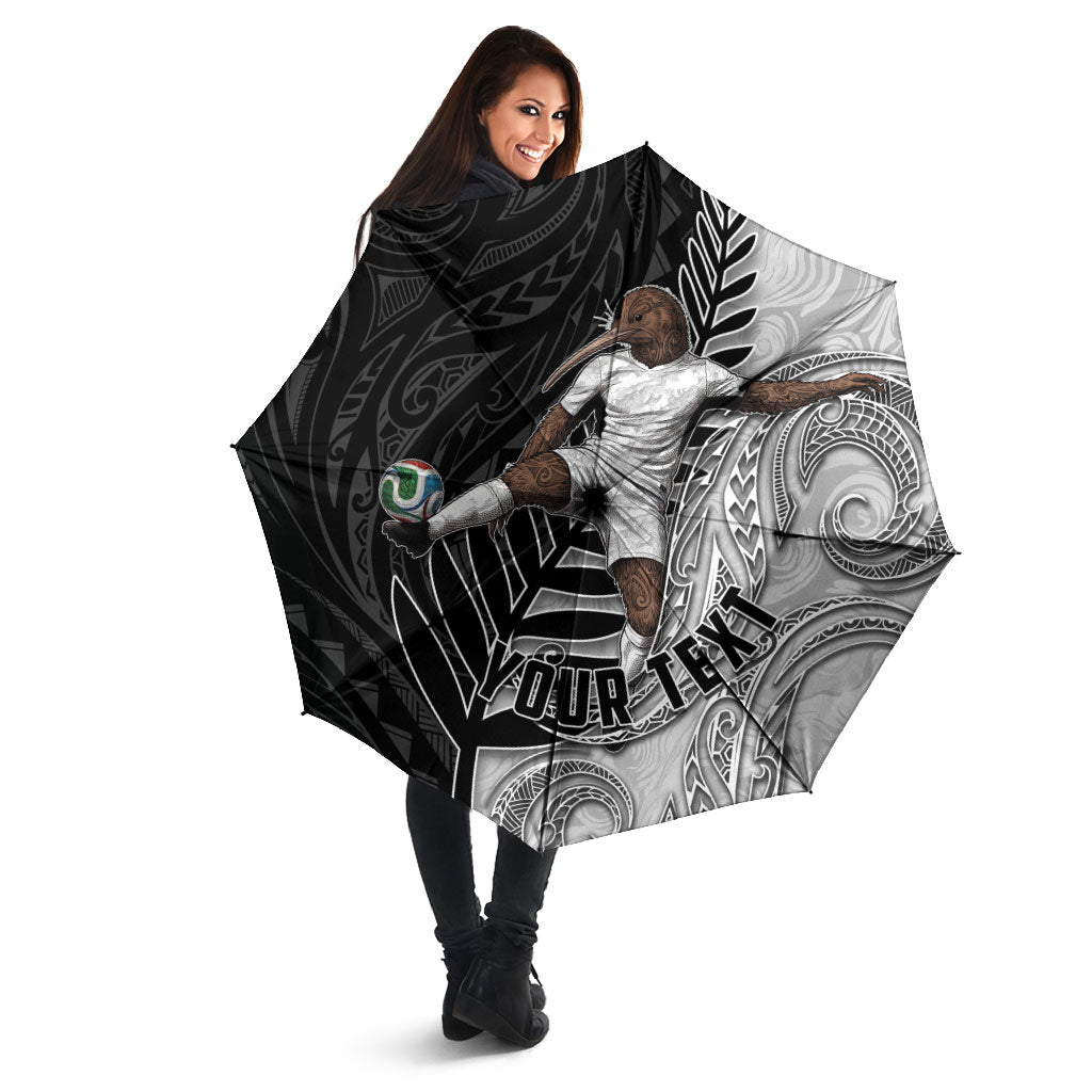 Personalized New Zealand Football Umbrella Kiwi Mascot with Silver Fern - Maori Tribal Tattoo Art