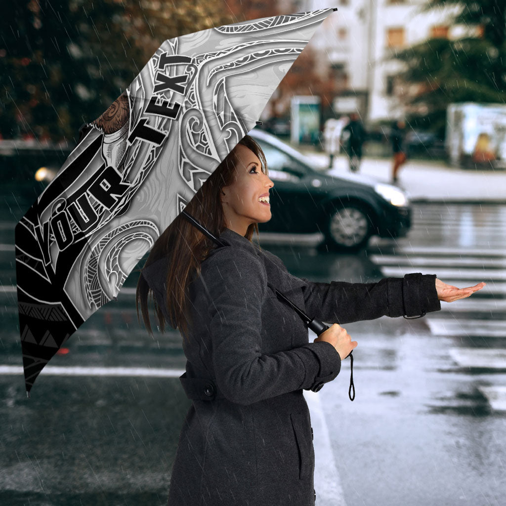 Personalized New Zealand Football Umbrella Kiwi Mascot with Silver Fern - Maori Tribal Tattoo Art