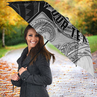 Personalized New Zealand Football Umbrella Kiwi Mascot with Silver Fern - Maori Tribal Tattoo Art