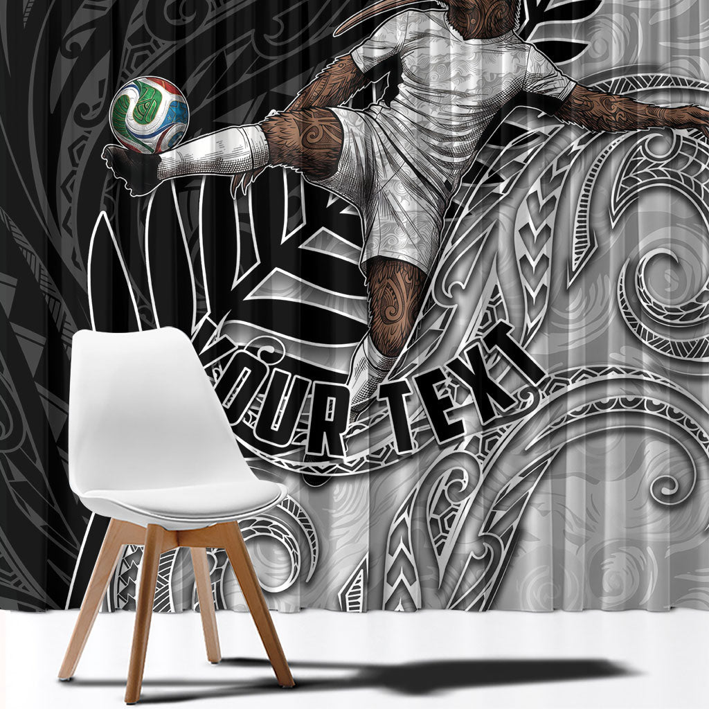 Personalized New Zealand Football Window Curtain Kiwi Mascot with Silver Fern - Maori Tribal Tattoo Art