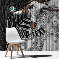 Personalized New Zealand Football Window Curtain Kiwi Mascot with Silver Fern - Maori Tribal Tattoo Art