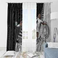 Personalized New Zealand Football Window Curtain Kiwi Mascot with Silver Fern - Maori Tribal Tattoo Art