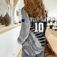 Personalized New Zealand Football Women Casual Shirt Kiwi Mascot with Silver Fern - Maori Tribal Tattoo Art