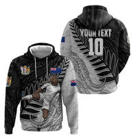 Personalized New Zealand Football Zip Hoodie Kiwi Mascot with Silver Fern - Maori Tribal Tattoo Art