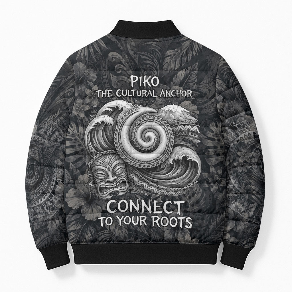 Hawaiian Piko Bomber Puffer Jacket Cultural Anchor Connect Your Roots Ocean Waves TS04 - Polynesian Pride