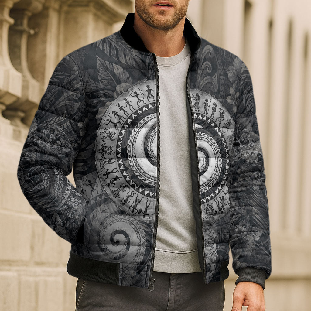 Hawaiian Piko Bomber Puffer Jacket Cultural Anchor Connect Your Roots Ocean Waves TS04 - Polynesian Pride