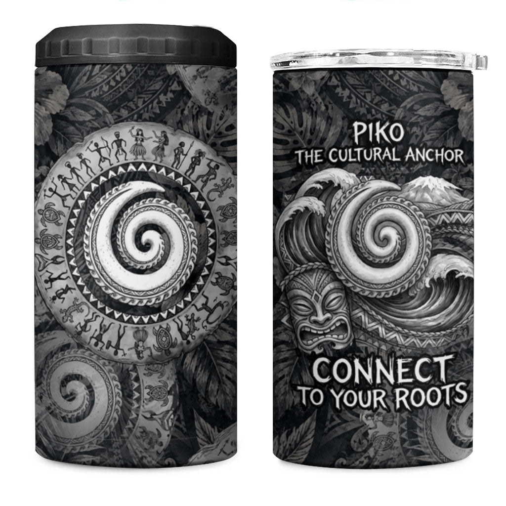 Hawaiian Piko 4 in 1 Can Cooler Tumbler Cultural Anchor Connect Your Roots Ocean Waves