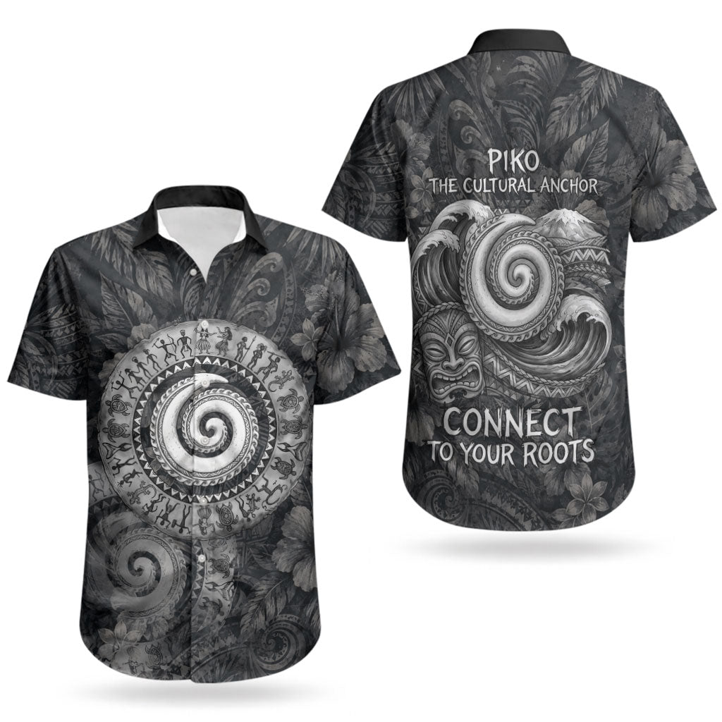 Hawaiian Piko Couples Matching Long Sleeve Bodycon Dress and Hawaiian Shirt Cultural Anchor Connect Your Roots Ocean Waves TS04 - Polynesian Pride