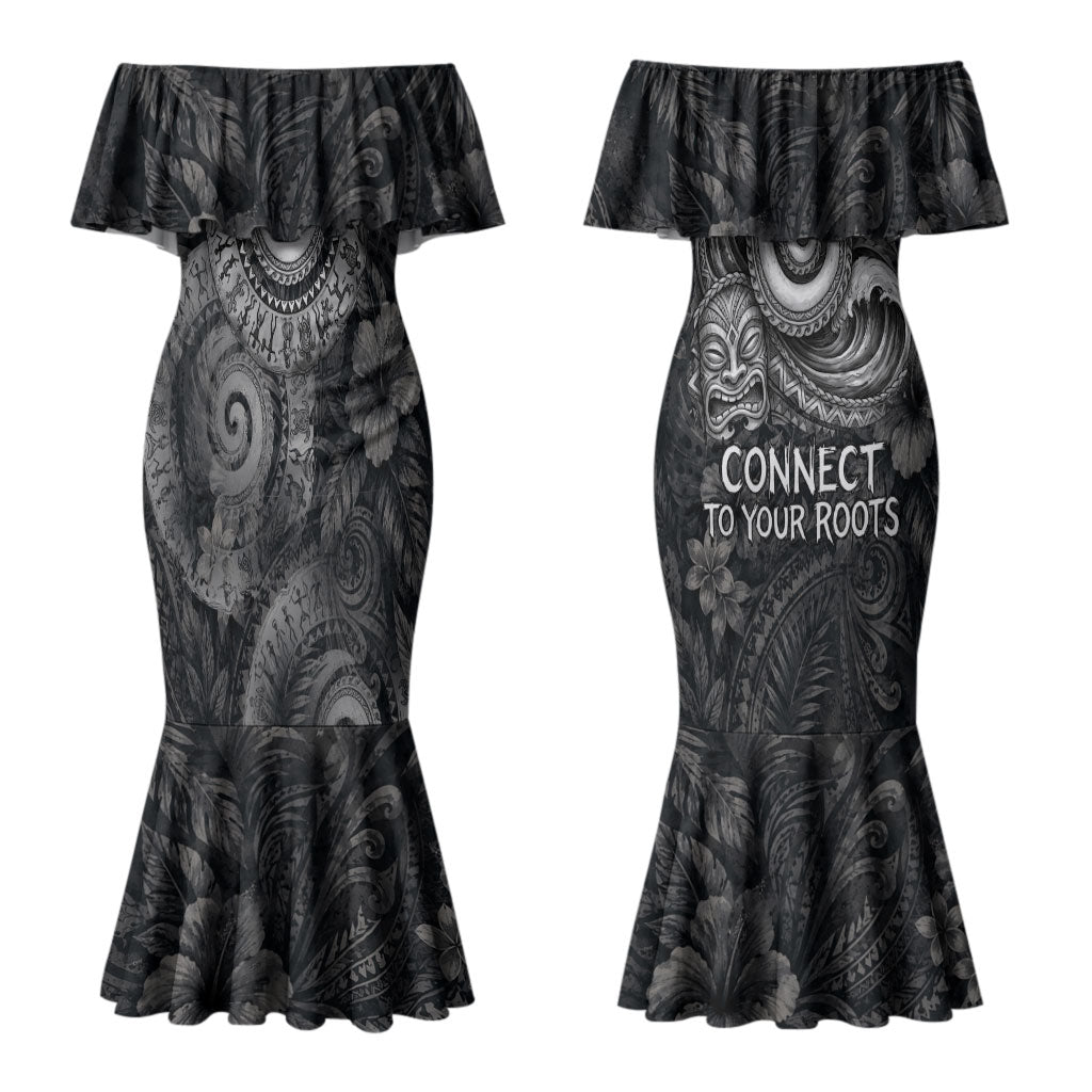 Hawaiian Piko Couples Matching Mermaid Dress and Hawaiian Shirt Cultural Anchor Connect Your Roots Ocean Waves TS04 - Polynesian Pride