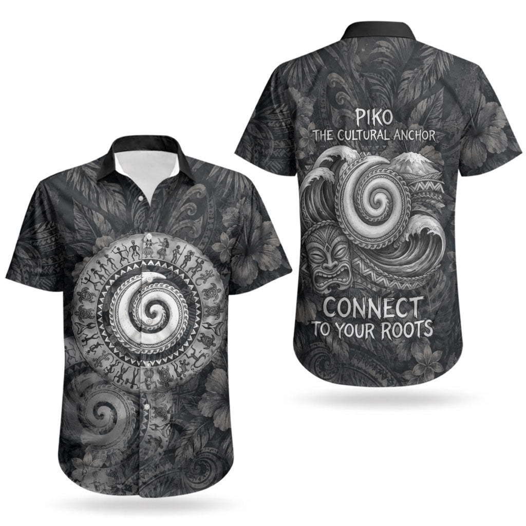 Hawaiian Piko Couples Matching Short Sleeve Bodycon Dress and Hawaiian Shirt Cultural Anchor Connect Your Roots Ocean Waves TS04 - Polynesian Pride