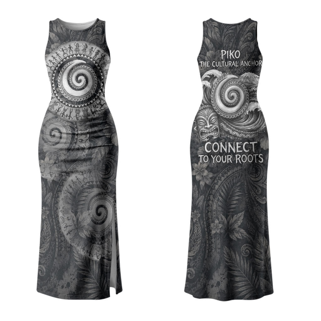 Hawaiian Piko Couples Matching Tank Maxi Dress and Hawaiian Shirt Cultural Anchor Connect Your Roots Ocean Waves TS04 - Polynesian Pride